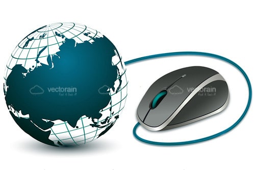 Globe and Computer Mouse with Blue Green Details